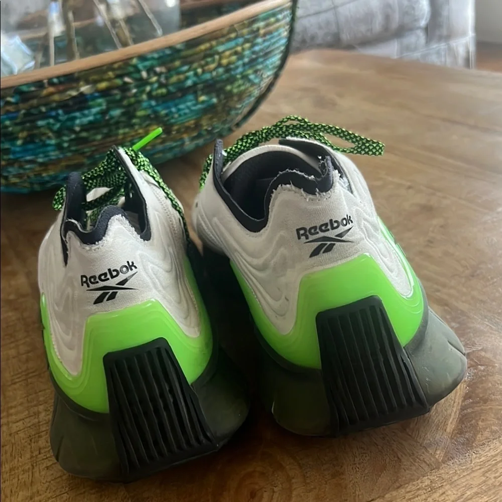 Reebok White and Neon Green Athletic Shoes